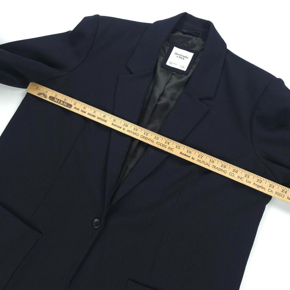 ABERCROMBIE 90s Dad Oversized Blazer Navy Old Money Quiet Luxury Preppy Academia - Picture 3 of 10